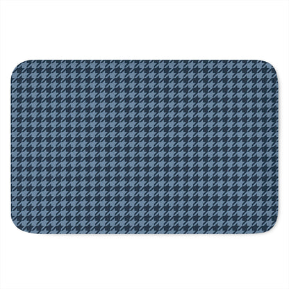 Deep Blue Houndstooth Pattern Print Indoor Door Mat