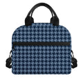 Deep Blue Houndstooth Pattern Print Insulated Lunch Bag