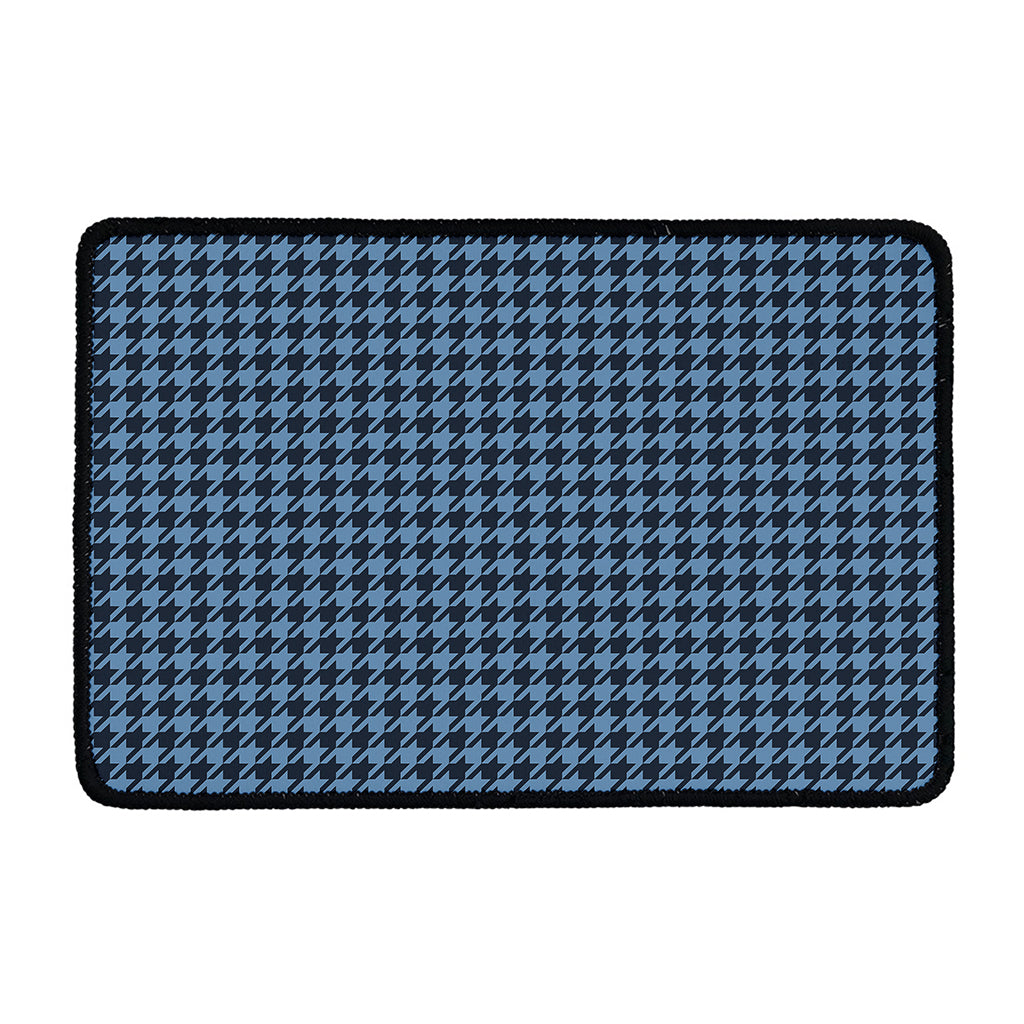 Deep Blue Houndstooth Pattern Print Kitchen Mat