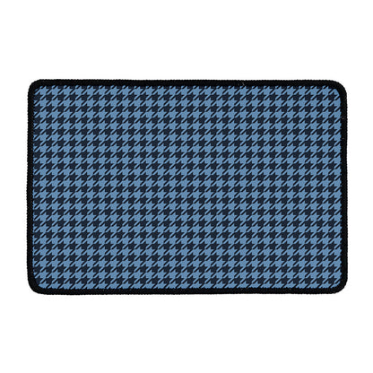 Deep Blue Houndstooth Pattern Print Kitchen Mat