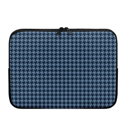 Deep Blue Houndstooth Pattern Print Laptop Sleeve