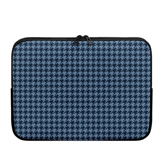 Deep Blue Houndstooth Pattern Print Laptop Sleeve
