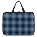 Deep Blue Houndstooth Pattern Print Laptop Sleeve With Handle