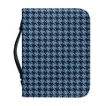 Deep Blue Houndstooth Pattern Print Leather Bible Cover