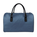Deep Blue Houndstooth Pattern Print Leather Duffel Bag