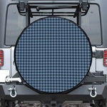 Deep Blue Houndstooth Pattern Print Leather Spare Tire Cover