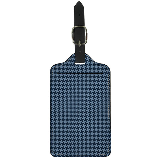 Deep Blue Houndstooth Pattern Print Luggage Tag