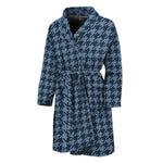 Deep Blue Houndstooth Pattern Print Men's Bathrobe