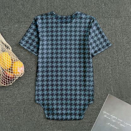 Deep Blue Houndstooth Pattern Print Men's Bodysuit