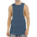 Deep Blue Houndstooth Pattern Print Men's Muscle Tank Top