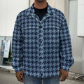 Deep Blue Houndstooth Pattern Print Men's Shirt Jacket