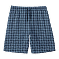 Deep Blue Houndstooth Pattern Print Men's Swim Trunks
