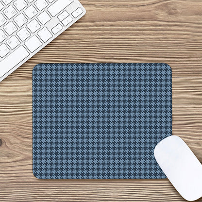 Deep Blue Houndstooth Pattern Print Mouse Pad