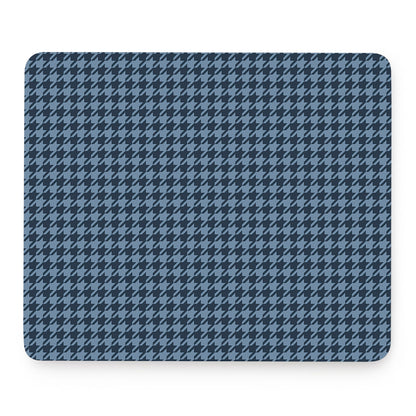 Deep Blue Houndstooth Pattern Print Mouse Pad