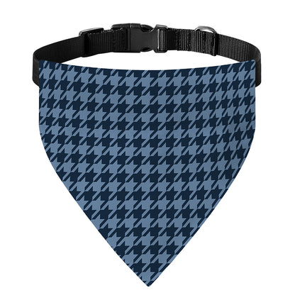 Deep Blue Houndstooth Pattern Print Over The Collar Dog Bandana