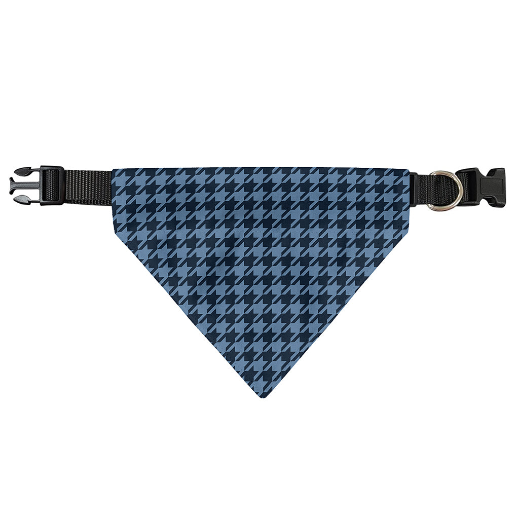 Deep Blue Houndstooth Pattern Print Over The Collar Dog Bandana