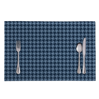 Deep Blue Houndstooth Pattern Print Placemat