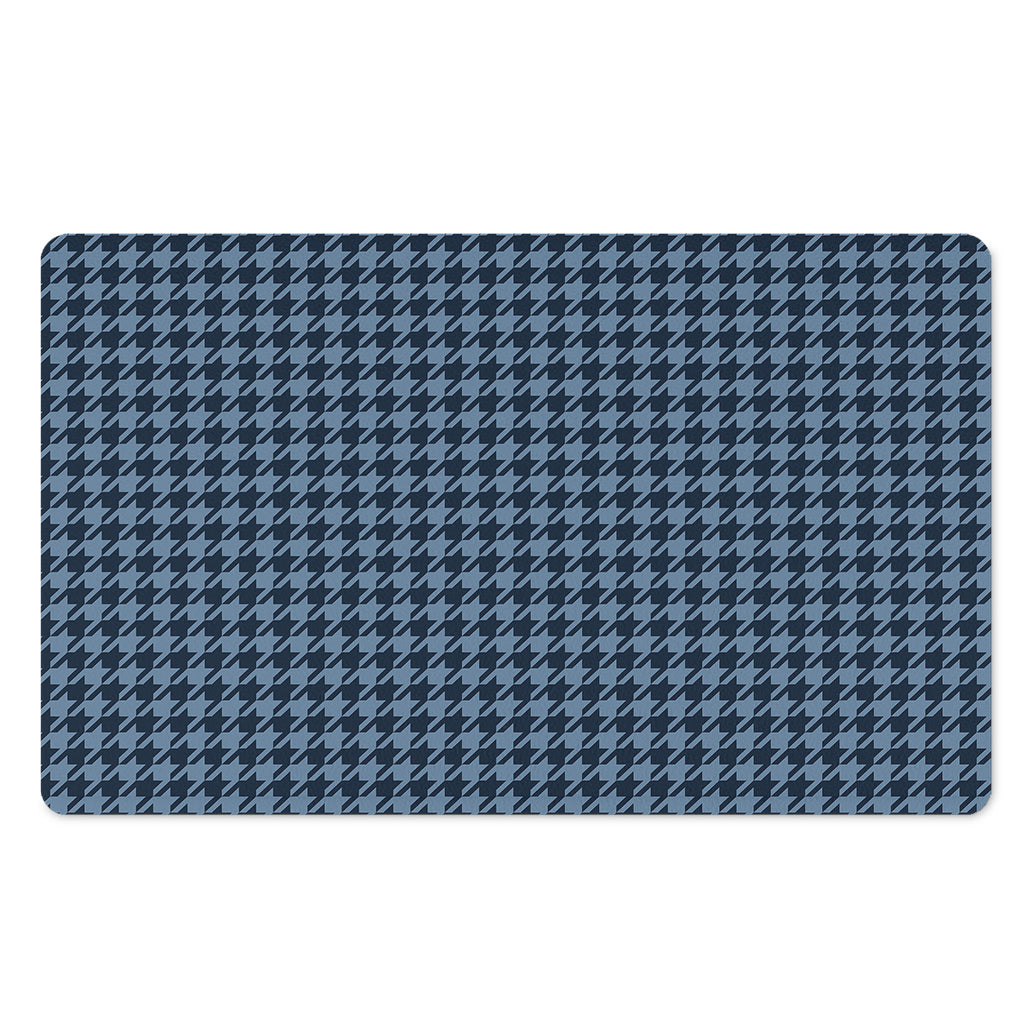 Deep Blue Houndstooth Pattern Print Polyester Doormat
