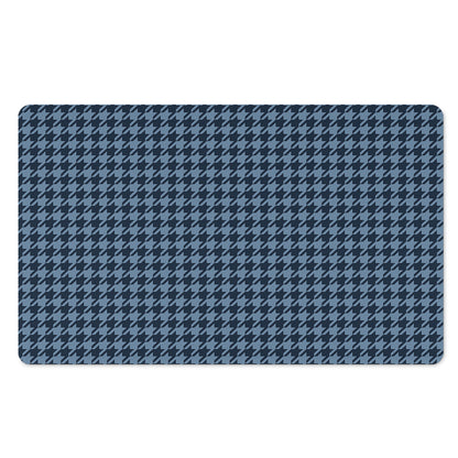 Deep Blue Houndstooth Pattern Print Polyester Doormat