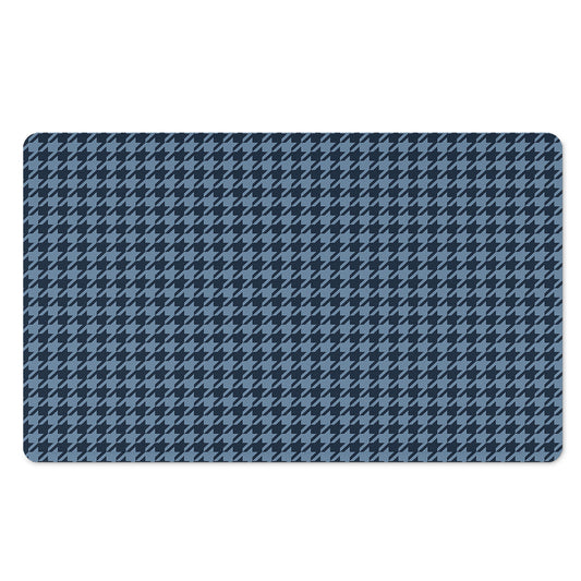 Deep Blue Houndstooth Pattern Print Polyester Doormat