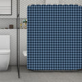 Deep Blue Houndstooth Pattern Print Polyester Shower Curtain