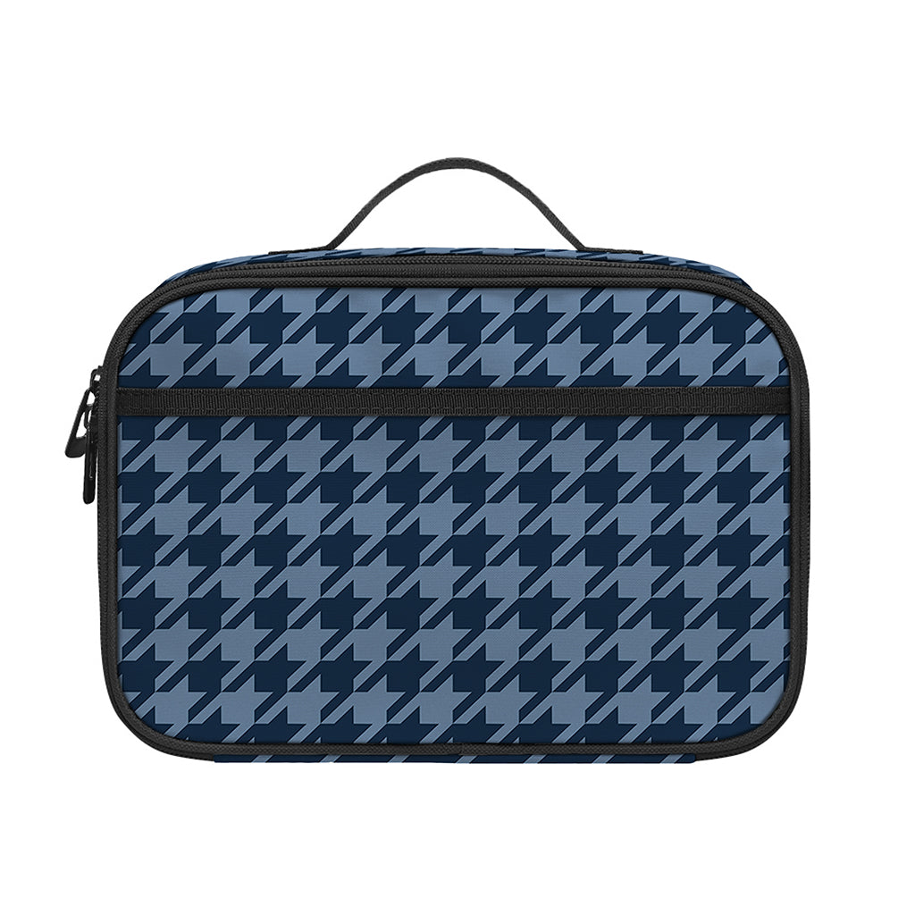 Deep Blue Houndstooth Pattern Print Portable Lunch Bag
