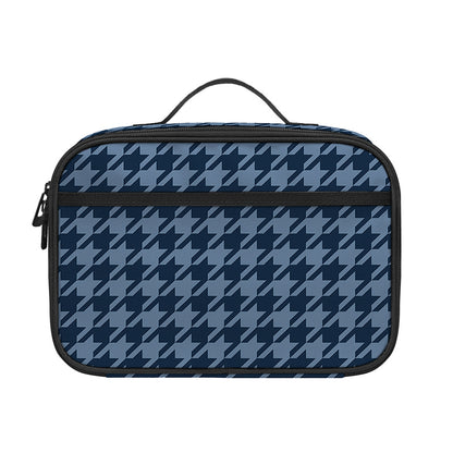 Deep Blue Houndstooth Pattern Print Portable Lunch Bag