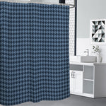 Deep Blue Houndstooth Pattern Print Premium Shower Curtain