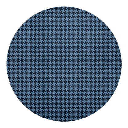 Deep Blue Houndstooth Pattern Print Round Blanket