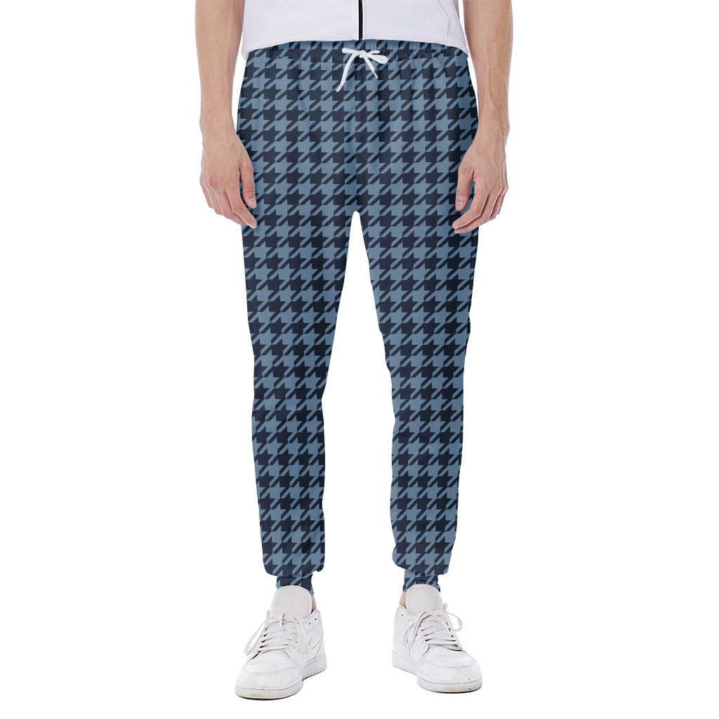 Deep Blue Houndstooth Pattern Print Scuba Joggers