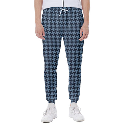 Deep Blue Houndstooth Pattern Print Scuba Joggers