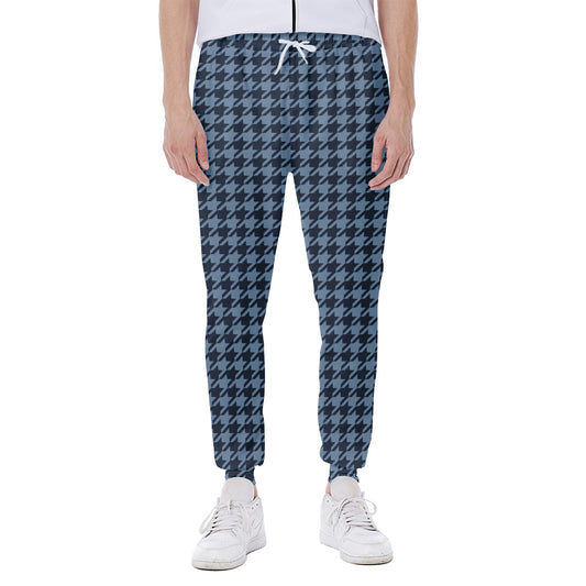Deep Blue Houndstooth Pattern Print Scuba Joggers