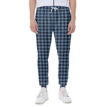 Deep Blue Houndstooth Pattern Print Scuba Joggers