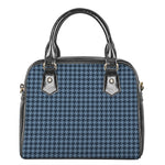 Deep Blue Houndstooth Pattern Print Shoulder Handbag