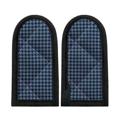 Deep Blue Houndstooth Pattern Print Skillet Handle Cover