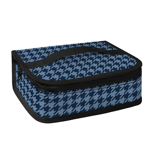 Deep Blue Houndstooth Pattern Print Small Lunch Bag
