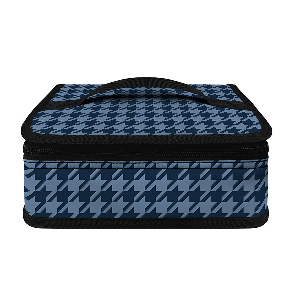 Deep Blue Houndstooth Pattern Print Small Lunch Bag