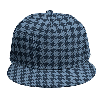 Deep Blue Houndstooth Pattern Print Snapback Cap