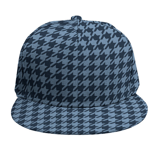 Deep Blue Houndstooth Pattern Print Snapback Cap