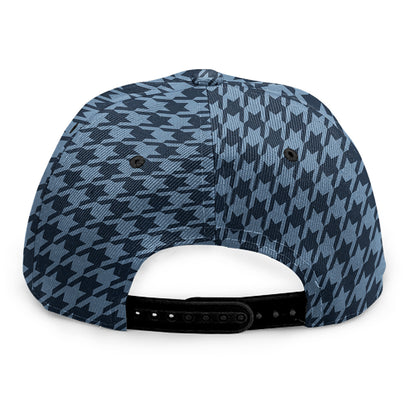 Deep Blue Houndstooth Pattern Print Snapback Cap