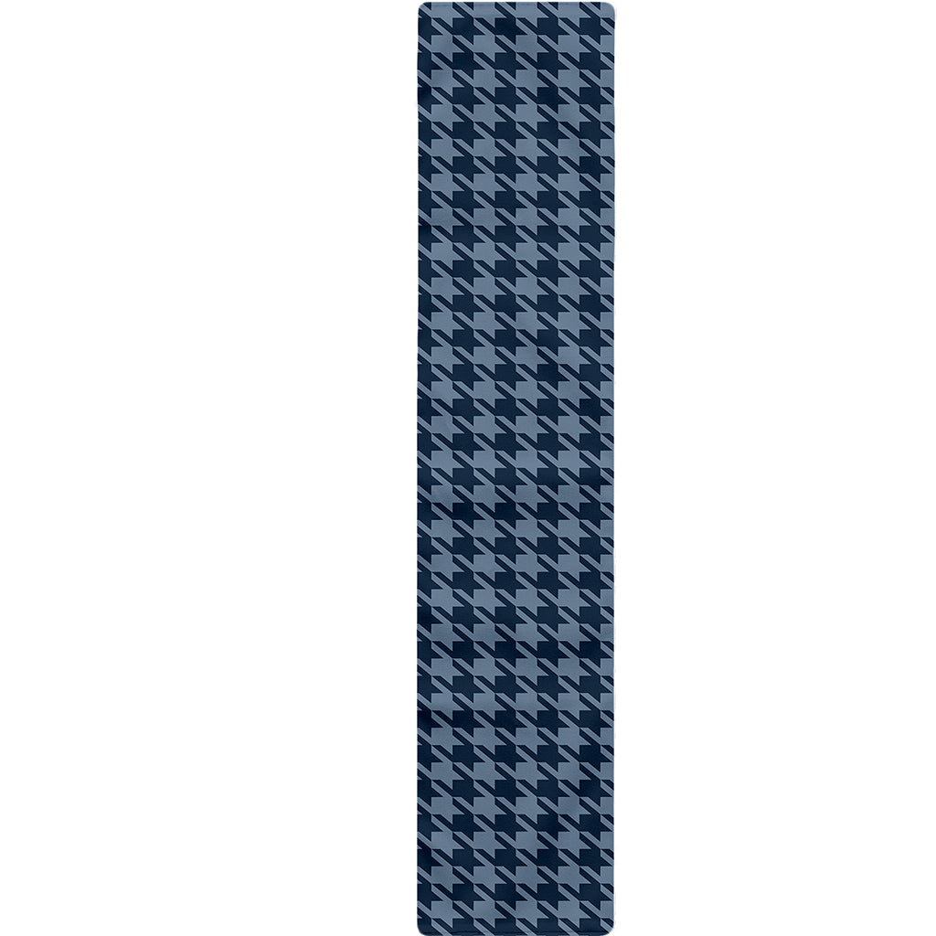 Deep Blue Houndstooth Pattern Print Table Runner