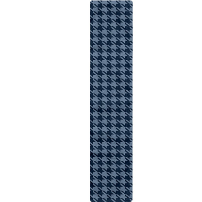 Deep Blue Houndstooth Pattern Print Table Runner