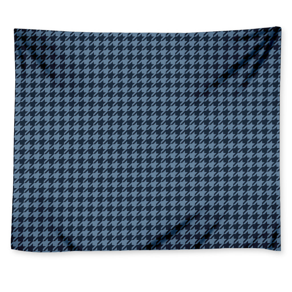 Deep Blue Houndstooth Pattern Print Tapestry