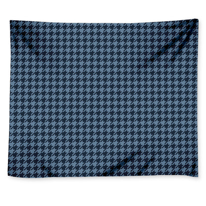 Deep Blue Houndstooth Pattern Print Tapestry