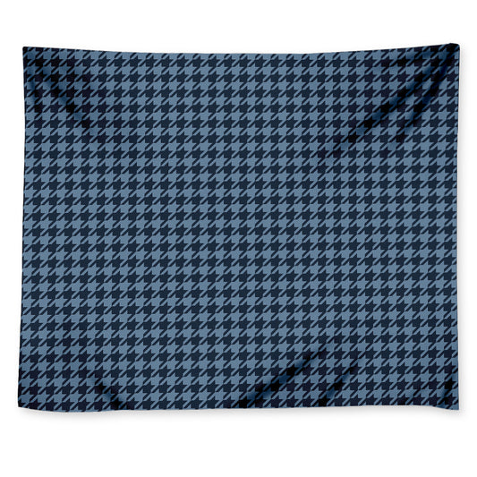 Deep Blue Houndstooth Pattern Print Tapestry