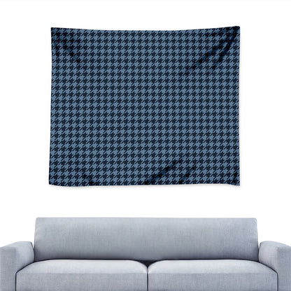 Deep Blue Houndstooth Pattern Print Tapestry
