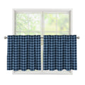 Deep Blue Houndstooth Pattern Print Tier Curtains