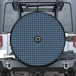 Deep Blue Houndstooth Pattern Print Tire Cover With Camera Hole