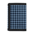 Deep Blue Houndstooth Pattern Print Trifold Wallet