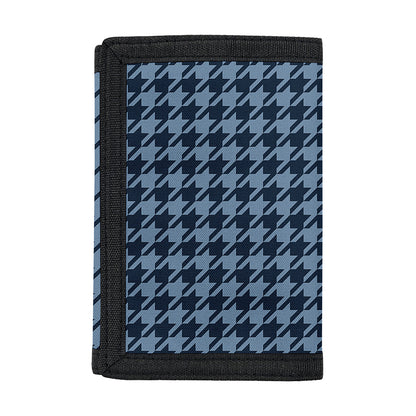 Deep Blue Houndstooth Pattern Print Trifold Wallet